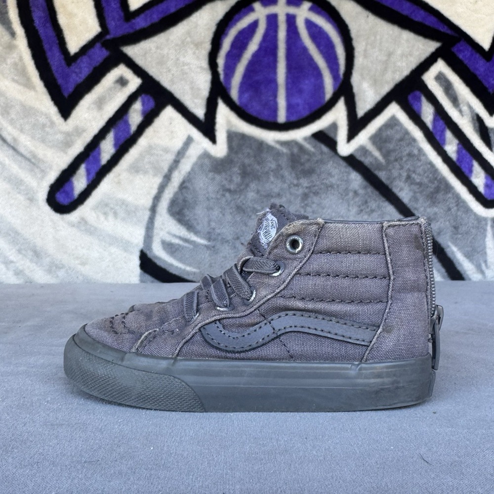 Size 6.5c - Kids Vans Sk8-Hi Shoes Gray High Top Canvas Skate Sneakers